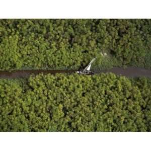 Fishing Boat Heads Upstream from Huge, Tropical Lake Victoria 