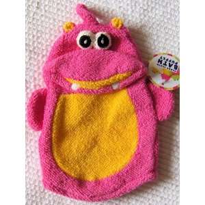  Bath Puppet Wash Cloth Pink Hippo Baby
