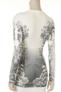 VOCAL 5377 Ivory Sublimation NEW Cashmere Graphic Cardigan Sweater T 