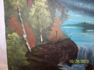 Vintage K87 Oil Painting Mountain Scene on Canvas  