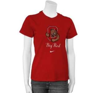  Nike Cornell Big Red Ladies Red Team Logo T shirt Sports 