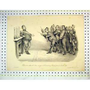  Antique French Print Soldier Army War Meeting House