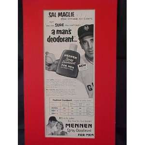Sal Maglie New York Giants Pitching Star 1951 Mennen Advertisement 