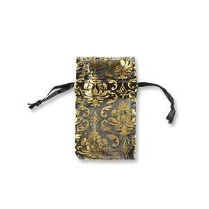    Organza Bag Mini Gold/Black Scroll Pattern (Dozen) Jewelry