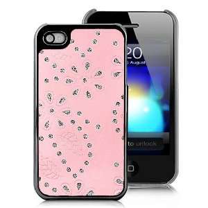  Pattern Leather Hard Case Cover for iphone 4 4S   Pink + Free anti 
