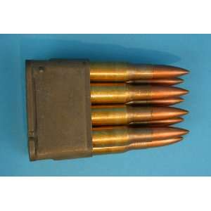  U.S. WW2 Dummy .30 cal Cartridges in Garand Clip 
