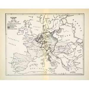 com 1931 Print Map Europe 1740 Ottoman Empire Bourbon France Austria 