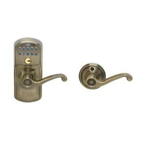   Entry with Auto Lock and Flair Levers, Antique Brass