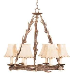  Antlers 6   light Chandelier, 25H, ANTLER