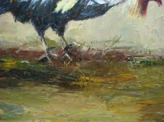 Virginia M Alford 1910  Texas Rooster Oil Painting Huge  