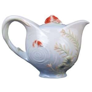  Koi Fish Porcelain Teapot