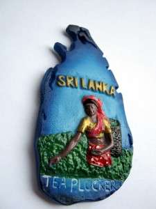 Souvenir Sri lanka Map with Tea Plucker 3D Resin Fridge Magnet Ceylon 