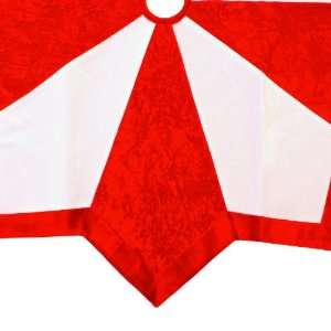    48 White Velvet and Red Crushed Velvet Tree Skirt