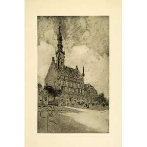  1909 Print Town Hall Veere Netherlands Holland Zeeland 