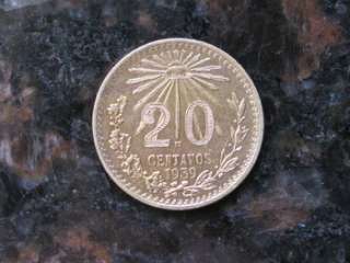 Mexico Silver Coin 20 centavos twenty cents Gold plated wedding arras 