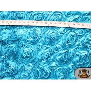  Acrylic Satin Aqua Rosette Fabric / 58 60 Wide / Sold By 