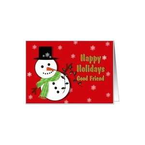 Holidays   Good Friend   Snowman   christmas lights Card 