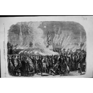  CRYSTAL PALACE TORCHLIGHT PROCESSION ANTIQUE PRINT