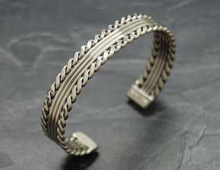 Navajo Sterling Silver Verna Tahe Rope Cuff Bracelet Twist Native 