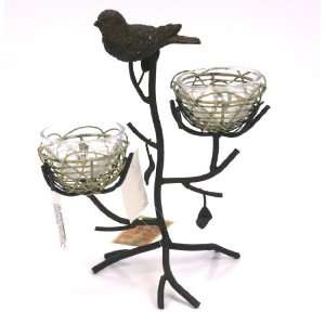  Bird Tealight Candleholder   2 Sparrow Nest