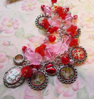 Sweetheart Cherub Garden Valentine Altered Art Bracelet  