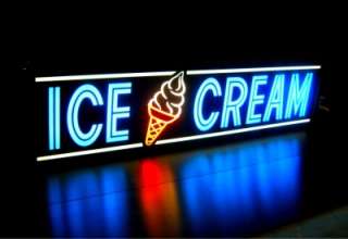   Ice Cream Cone Light Box Neon Sign Alternative sundae Shop Parlor soft