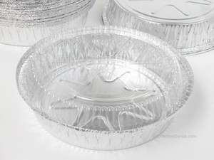 Disposable Aluminum Foil 8 Round Take out Container with Plastic Lid 