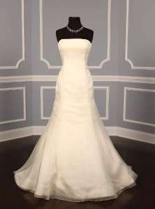 Vera Wang 1G083 Ivory Silk Faced Organza Strapless Couture Bridal Gown 