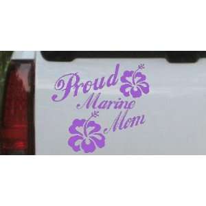 Purple 20in X 21.7in    Proud Marine Mom Hibiscus Flowers Military Car 