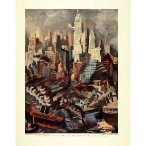  1939 George Grosz Lower Manhattan Buildings NYC Print 