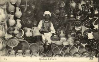 NORTH AFRICA Marchand de Poterie Vendor Pottery Market c1910 PC  