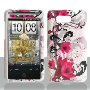  HTC Aria Red Flower on White Hard Case Snap on Cover 