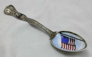 Gorham US Army & Navy Sterling Silver Spoon Enamel American Flag 