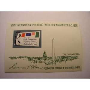 US Postal Souvenir Sheet, 1966, Sixth International Philatelic 