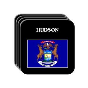 US State Flag   HUDSON, Michigan (MI) Set of 4 Mini Mousepad Coasters