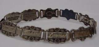   Link WWII Coro Sterling Forget Me Not Bracelet w/ Heart Links  