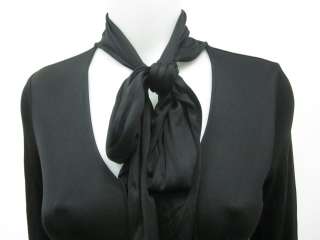 VANESSA BRUNO Black Long Sleeve Tie Neck Blouse Sz 1  