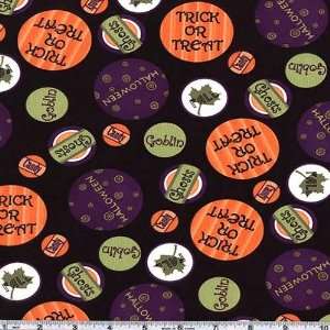  45 Wide Moda Chic Or Treat Buttons Black Fabric By The 