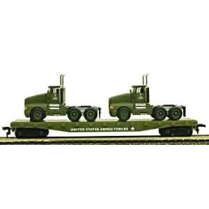  HO 51 Flat w/2 Trucks, US Army Toys & Games