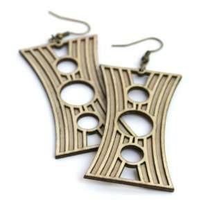    Eco Friendly Handcrafted Art Deco Inspired Wooden Earrings Jewelry