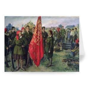 Militarised Komsomol, 1930 (oil on canvas)    Greeting Card (Pack of 