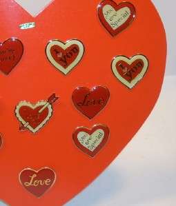 Lot 12 I Love You Hearts Valentine Pins w/Display Stand  