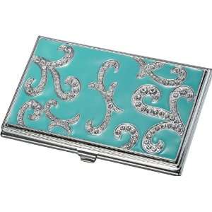 New Visol Rana Turquoise and Austrian Crystals Business Card Case 