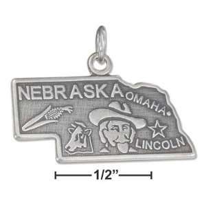   State Travel Sterling Silver Charm with Omaha and Lincoln Jewelry