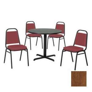   Chair Set, Wild Cherry Laminate Table/Red Vinyl Chair