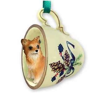  Longhaired Chihuahua Teacup Christmas Ornament