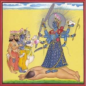  Tri Murti Paying Homage to Kali   Water Color Painting on 