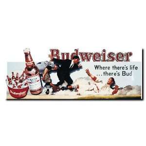  Budweiser Vintage Ad   Baseball  Canvas 14 x 30 Inch 