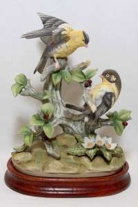 Andrea by Sadek Porcelain Goldfinch Bird Figurine Branch Flower Japan 