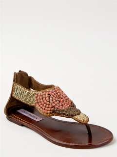 NEW STEVE MADDEN PHARROH Women Embellish Thong Sandal Shoe brown sz 